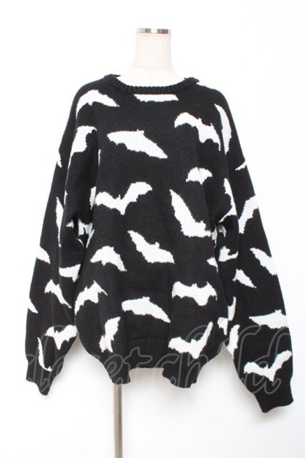 画像1: LISTEN FLAVOR / 闇夜のコウモリニット F ブラック Y-26-01-09-069-PU-TO-SZ-ZY (1)