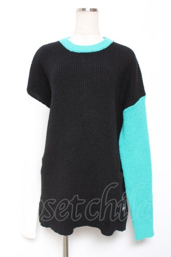 画像1: NieR Clothing / シエル配色ニット F 黒 Y-26-01-09-070-PU-TO-SZ-ZY (1)