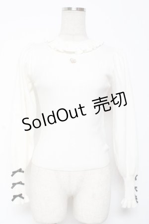 画像: evelyn / 袖リボンリブニット  白 Y-26-01-09-071-LO-TO-SZ-ZY