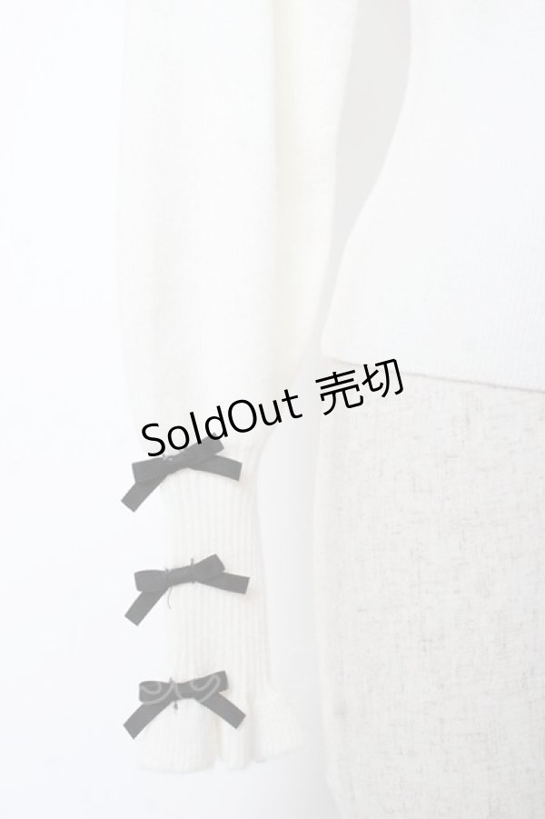 画像3: evelyn / 袖リボンリブニット  白 Y-26-01-09-071-LO-TO-SZ-ZY (3)