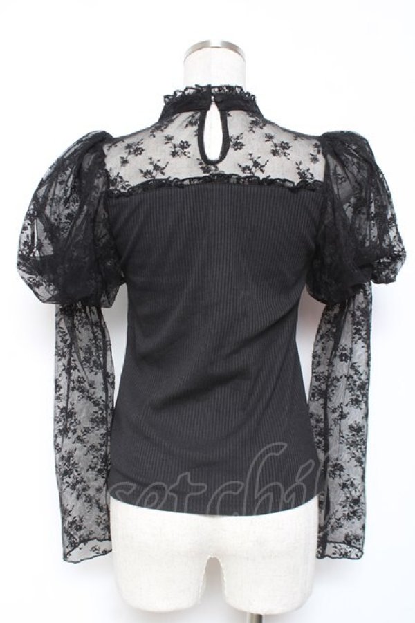 画像2: evelyn / ロゴ刺繍リブトップス  黒 Y-26-01-09-073-LO-TO-SZ-ZY (2)