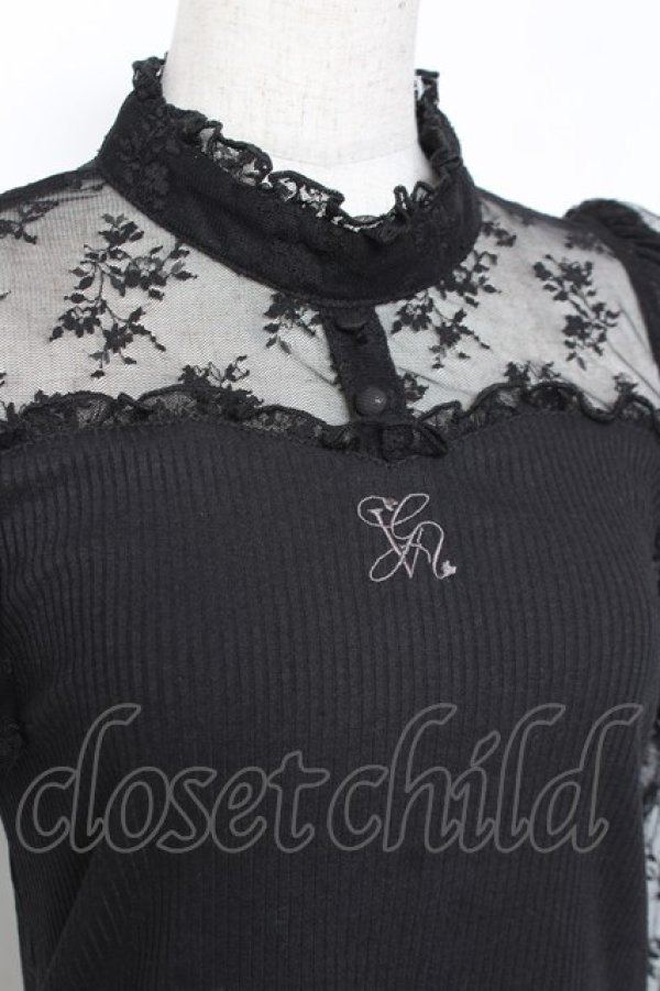 画像3: evelyn / ロゴ刺繍リブトップス  黒 Y-26-01-09-073-LO-TO-SZ-ZY (3)