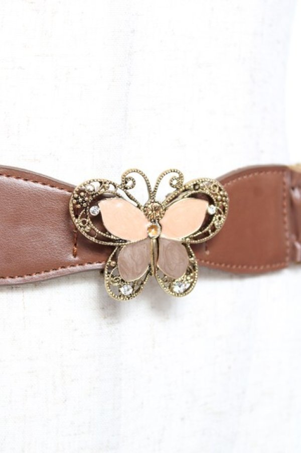 画像2: axes femme / バタフライゴムベルト  茶 Y-26-01-09-009-AX-ZA-SZ-ZY (2)