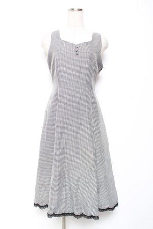 画像: axes femme / 編み上げ千鳥格子ジャンスカ F 黒 Y-26-01-09-087-AX-OP-SZ-ZY