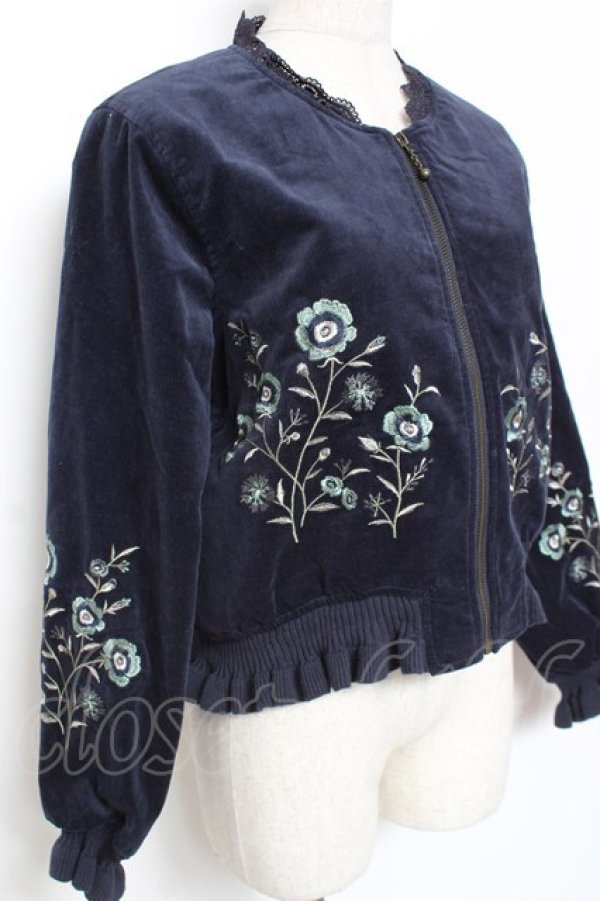 画像3: axes femme / 刺繍入りコールテンブルゾン M 紺 Y-26-01-09-094-AX-JA-SZ-ZY (3)