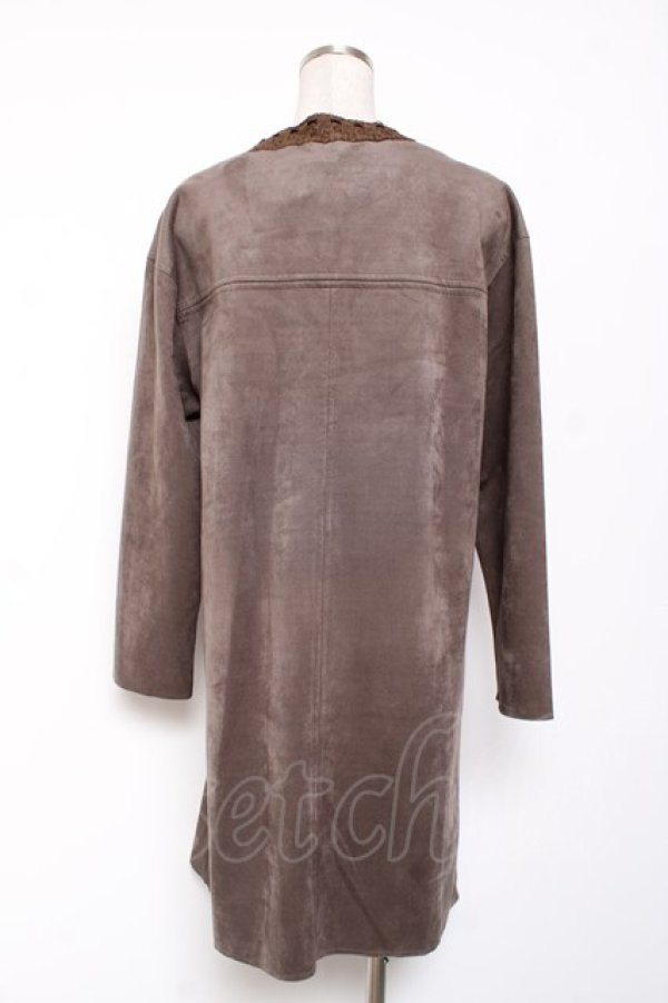 画像2: axes femme / ノーカラーロングコート M 茶 Y-26-01-09-095-AX-JA-SZ-ZY (2)