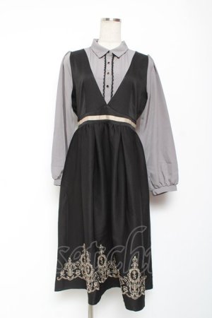 画像: axes femme POETIQUE / トランプ刺繍レイヤードワンピース M 黒 Y-26-01-09-098-AX-OP-SZ-ZY