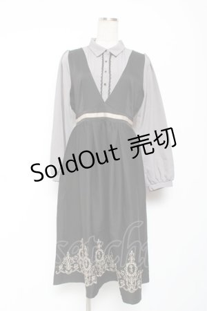 画像: axes femme POETIQUE / トランプ刺繍レイヤードワンピース M 黒 Y-26-01-09-098-AX-OP-SZ-ZS