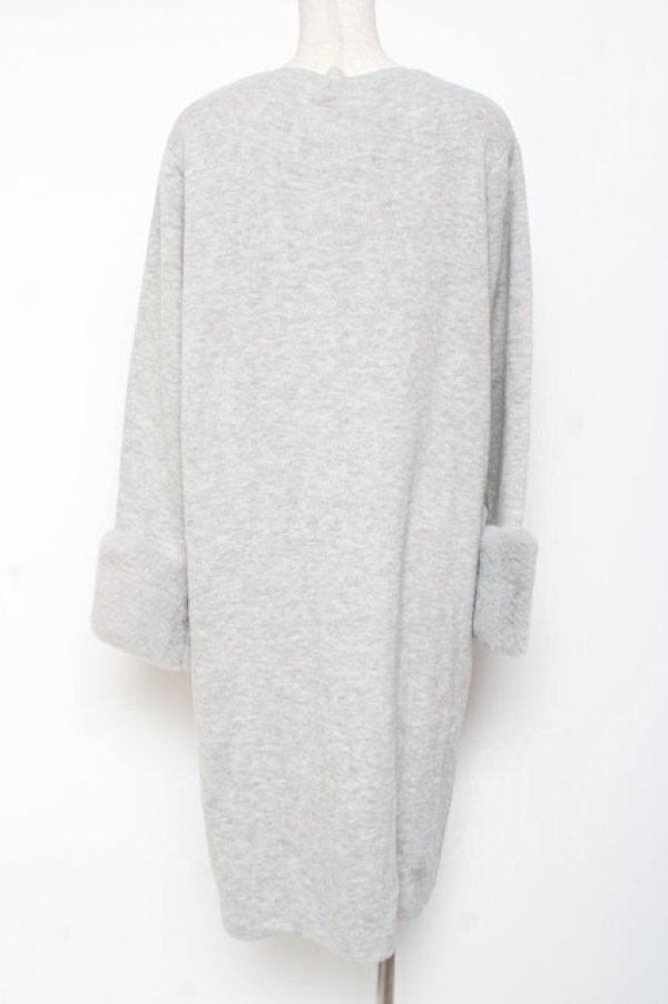 画像2: axes femme / ファー袖ロングニットカーデ M グレー Y-26-01-09-100-AX-TO-AS-ZY (2)