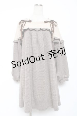 画像: axes femme / ヨーク切替千鳥柄カットチュニ M 茶 Y-26-01-09-102-AX-OP-SZ-ZY