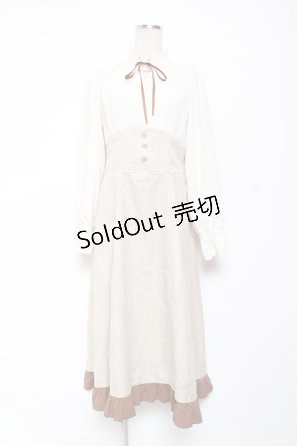 画像1: axes femme / ハイウエストドッキングワンピース F ベージュ Y-26-01-09-104-AX-OP-SZ-ZY (1)