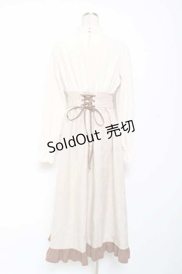 画像2: axes femme / ハイウエストドッキングワンピース F ベージュ Y-26-01-09-104-AX-OP-SZ-ZY (2)