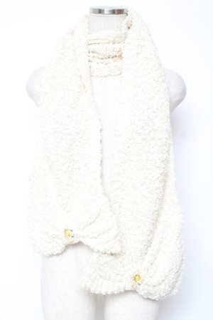 画像: axes femme / ファーBIGリボンマフラー  オフ白 Y-26-01-09-013-AX-AC-SZ-ZY