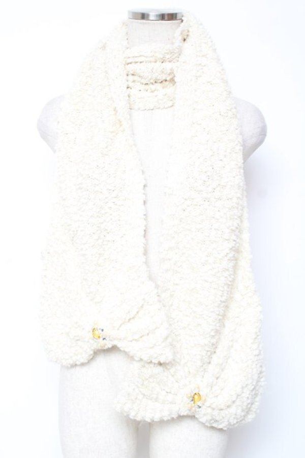 画像1: axes femme / ファーBIGリボンマフラー  オフ白 Y-26-01-09-013-AX-AC-SZ-ZY (1)