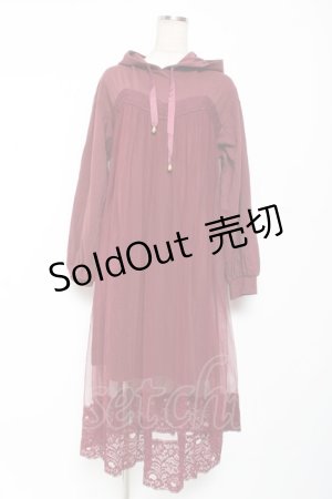 画像: axes femme POETIQUE / チュールパーカーワンピース M ワイン Y-26-01-09-105-AX-OP-SZ-ZY