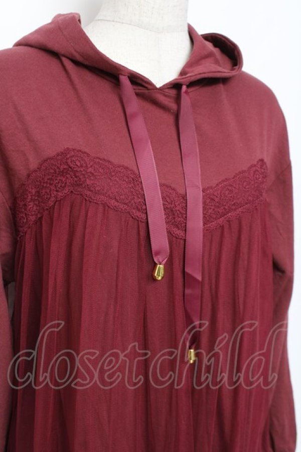 画像3: axes femme POETIQUE / チュールパーカーワンピース M ワイン Y-26-01-09-105-AX-OP-SZ-ZY (3)