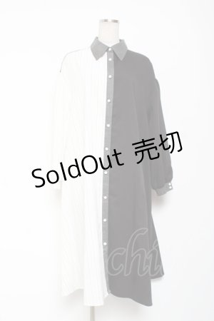 画像: axes femme / ストライプ配色切替シャツワンピース F 黒 Y-26-01-09-107-AX-OP-SZ-ZY