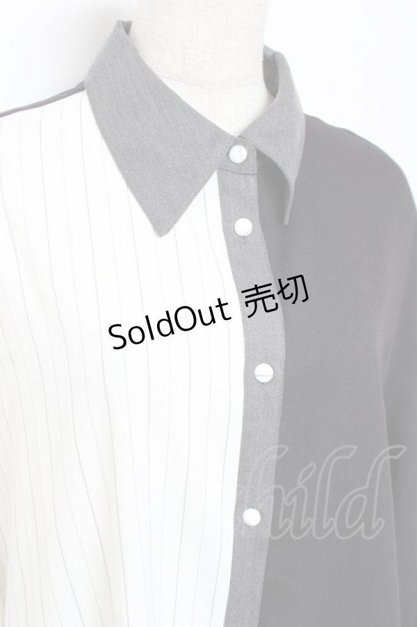 画像3: axes femme / ストライプ配色切替シャツワンピース F 黒 Y-26-01-09-107-AX-OP-SZ-ZY (3)