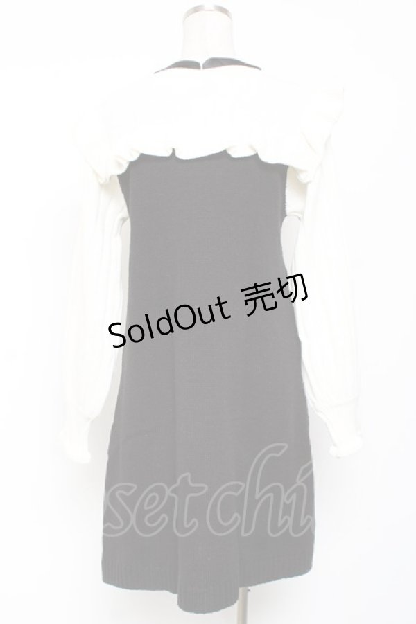 画像2: axes femme / リボン付きフリルニットワンピース F 黒 Y-26-01-09-108-AX-OP-SZ-ZY (2)