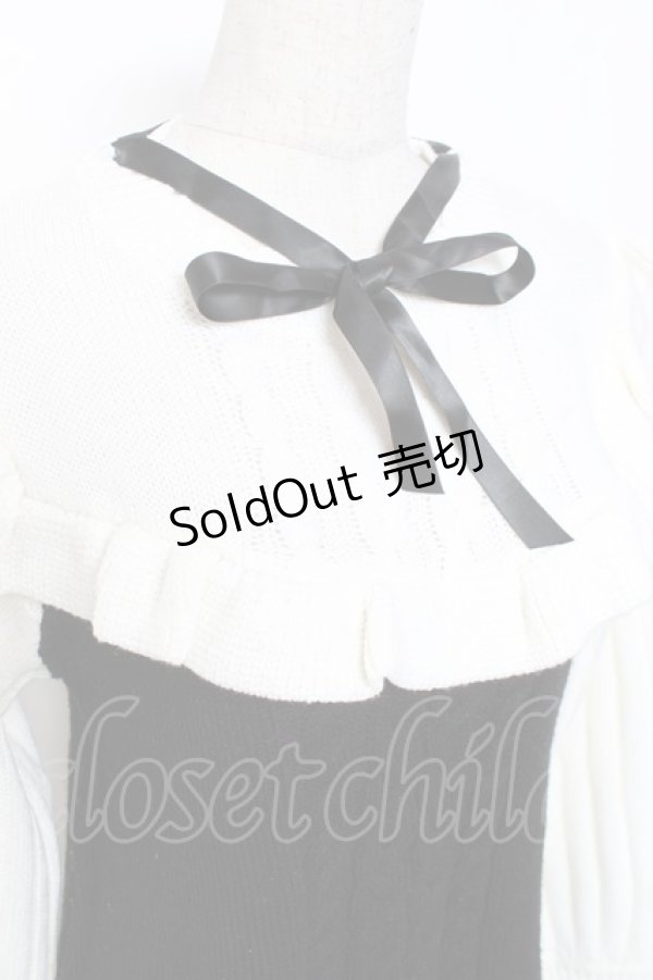 画像3: axes femme / リボン付きフリルニットワンピース F 黒 Y-26-01-09-108-AX-OP-SZ-ZY (3)