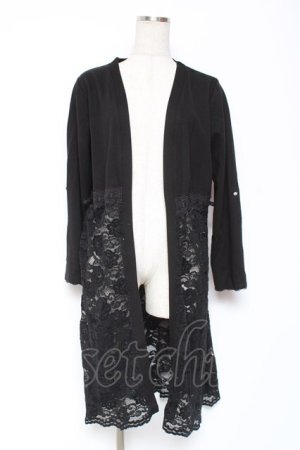 画像: axes femme / レース切り替えロングカーデ M 黒 Y-26-01-09-110-AX-TO-SZ-ZY