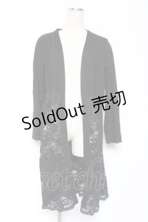 画像: axes femme / レース切り替えロングカーデ M 黒 Y-26-01-09-110-AX-TO-SZ-ZS