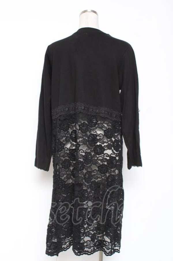 画像2: axes femme / レース切り替えロングカーデ M 黒 Y-26-01-09-110-AX-TO-SZ-ZY (2)
