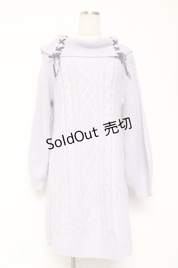 画像1: axes femme / Ｗ編み上げニットチュニック F ラベンダー Y-26-01-09-112-AX-OP-SZ-ZY (1)