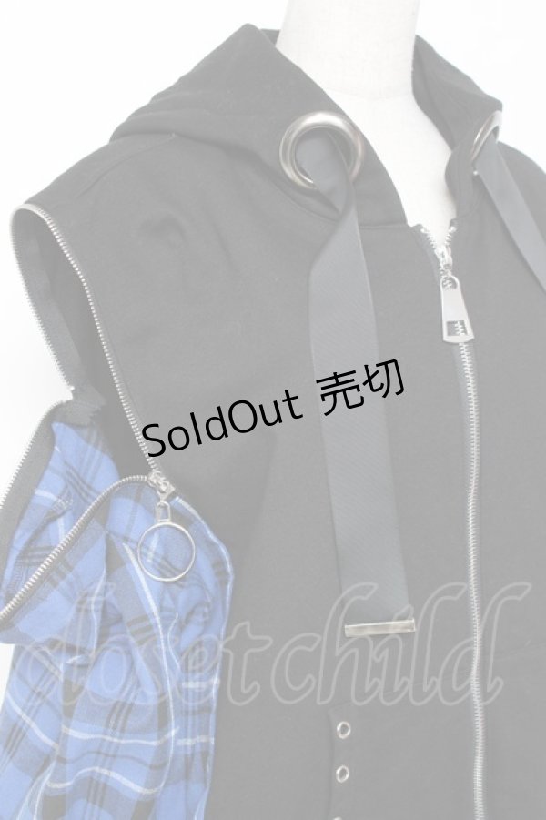 画像4: IRO+IRO / ポチェックくしゅくしゅパーカー M 青 Y-26-01-09-113-LO-TO-SZ-ZY (4)