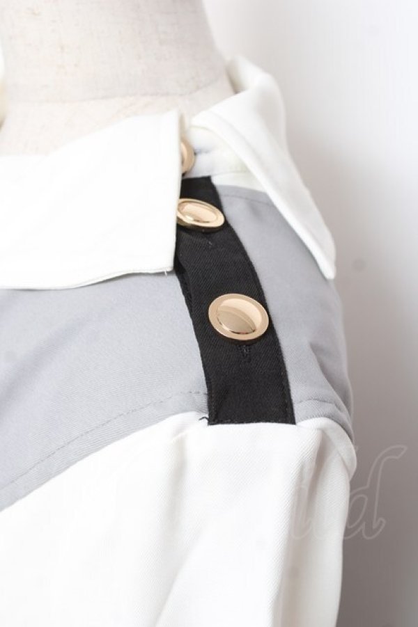 画像4: IRO+IRO / 配色×変形アシンメトリーモードシャツワンピース M 白×黒 Y-26-01-09-114-LO-OP-SZ-ZY (4)