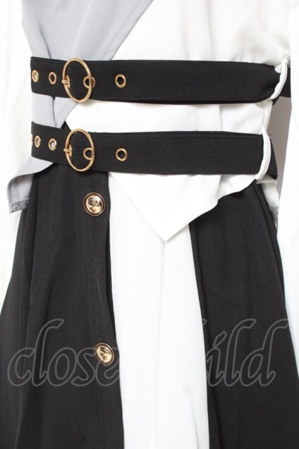 画像5: IRO+IRO / 配色×変形アシンメトリーモードシャツワンピース M 白×黒 Y-26-01-09-114-LO-OP-SZ-ZY (5)