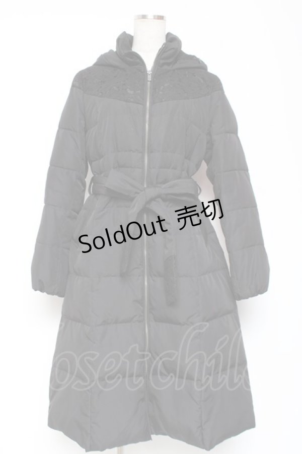 画像1: axes femme / レース切替ロングダウンコート M 黒 Y-26-01-09-118-AX-CO-SZ-ZY (1)