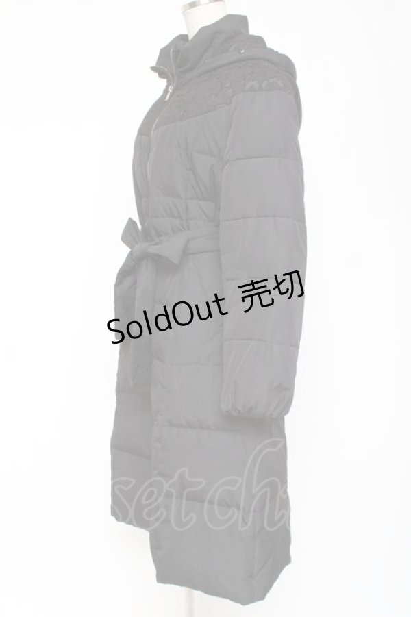 画像2: axes femme / レース切替ロングダウンコート M 黒 Y-26-01-09-118-AX-CO-SZ-ZY (2)