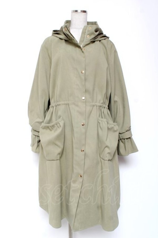 画像1: axes femme / バックプリーツロングモッズ M グリーン Y-26-01-09-119-AX-CO-SZ-ZY (1)