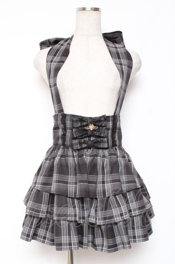 画像1: Ank Rouge / ホルターネックティアードスカパン  黒チェック Y-26-01-09-122-CA-PA-SZ-ZY (1)