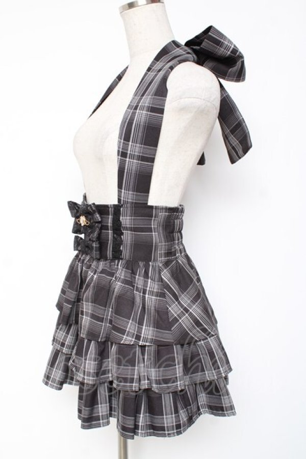 画像2: Ank Rouge / ホルターネックティアードスカパン  黒チェック Y-26-01-09-122-CA-PA-SZ-ZY (2)