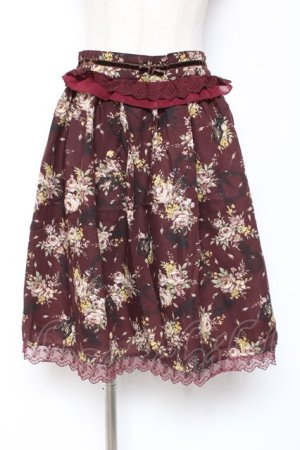 画像: axes femme / フラワーモチーフスカート  ワイン Y-26-01-09-124-AX-SK-SZ-ZY