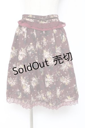 画像: axes femme / フラワーモチーフスカート  ワイン Y-26-01-09-124-AX-SK-SZ-ZY