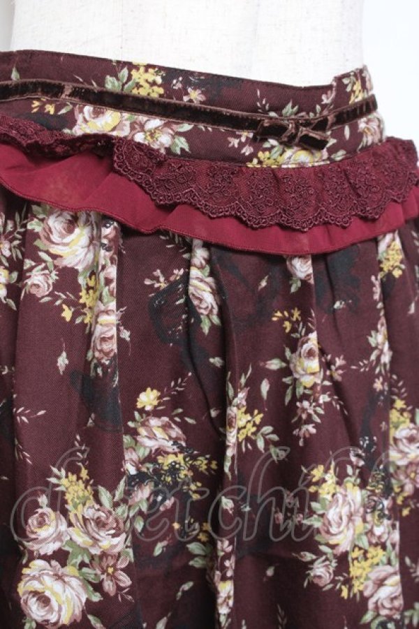 画像3: axes femme / フラワーモチーフスカート  ワイン Y-26-01-09-124-AX-SK-SZ-ZY (3)