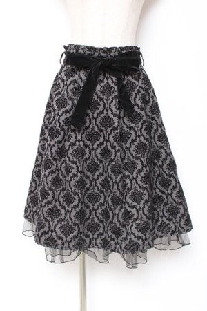 画像: axes femme / 格子柄フロッキーptスカート M 黒 Y-26-01-09-128-AX-SK-SZ-ZY