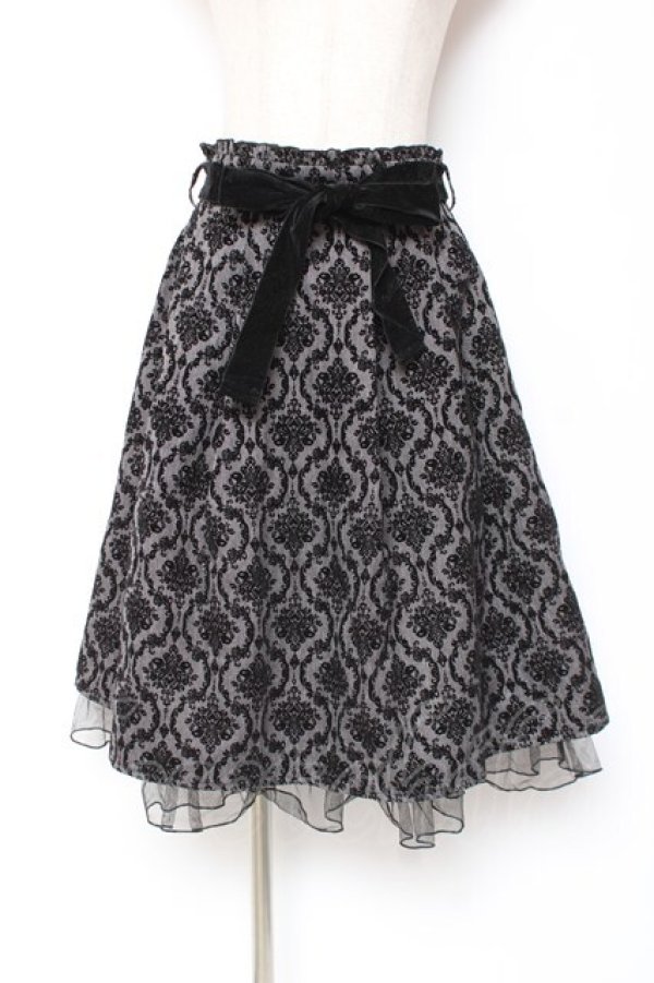 画像1: axes femme / 格子柄フロッキーptスカート M 黒 Y-26-01-09-128-AX-SK-SZ-ZY (1)