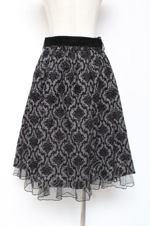 画像2: axes femme / 格子柄フロッキーptスカート M 黒 Y-26-01-09-128-AX-SK-SZ-ZY (2)