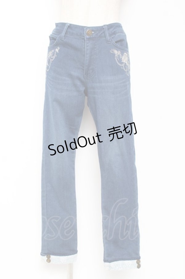 画像1: axes femme / エッフェル塔刺繍デニムパンツ M ウォッシュ Y-26-01-09-129-AX-PA-SZ-ZY (1)