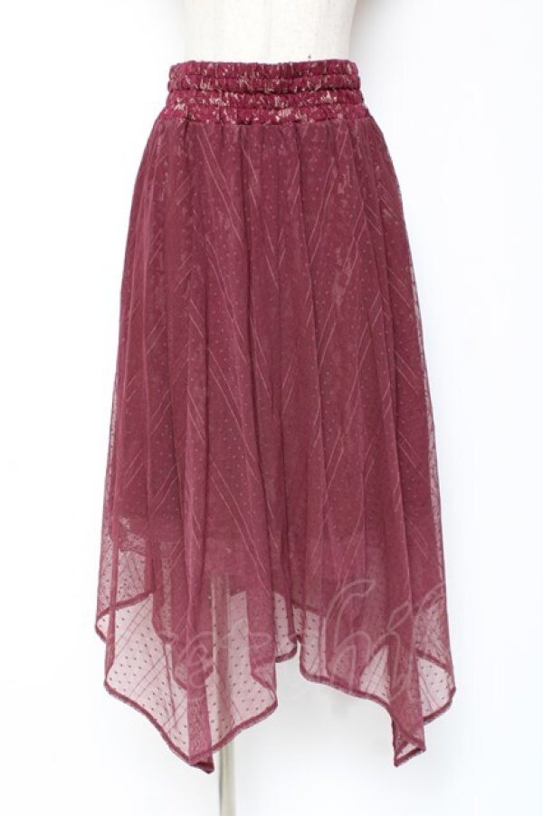 画像1: axes femme / チュール×レースイレヘムスカート M ワイン Y-26-01-09-130-AX-SK-SZ-ZY (1)