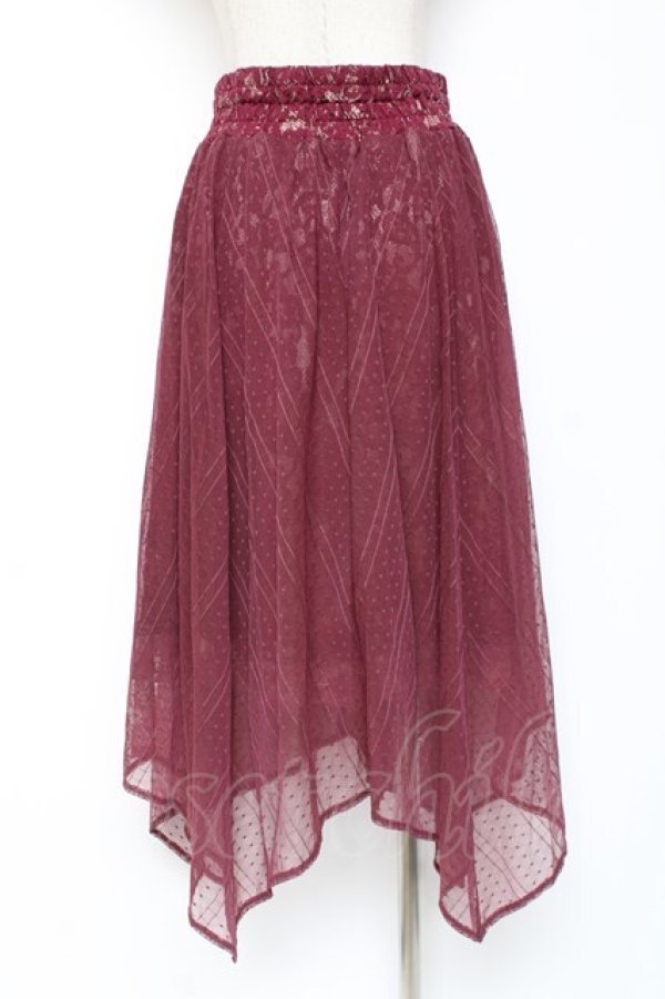 画像2: axes femme / チュール×レースイレヘムスカート M ワイン Y-26-01-09-130-AX-SK-SZ-ZY (2)