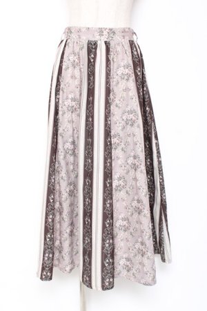 画像: axes femme / オーナメント×花柄切替スカート M ピンク Y-26-01-09-137-AX-SK-SZ-ZY