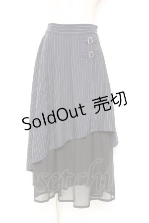 画像: axes femme / シフォン切替ストライプスカート F 紺 Y-26-01-09-138-AX-SK-SZ-ZS