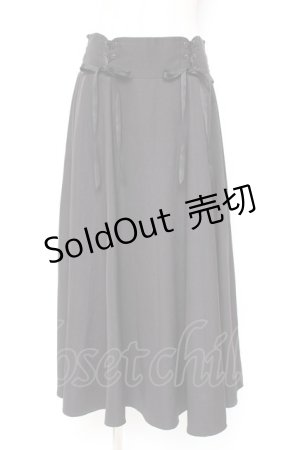 画像: axes femme / 編上ミディ丈フレアスカート F 黒 Y-26-01-09-140-AX-SK-SZ-ZY