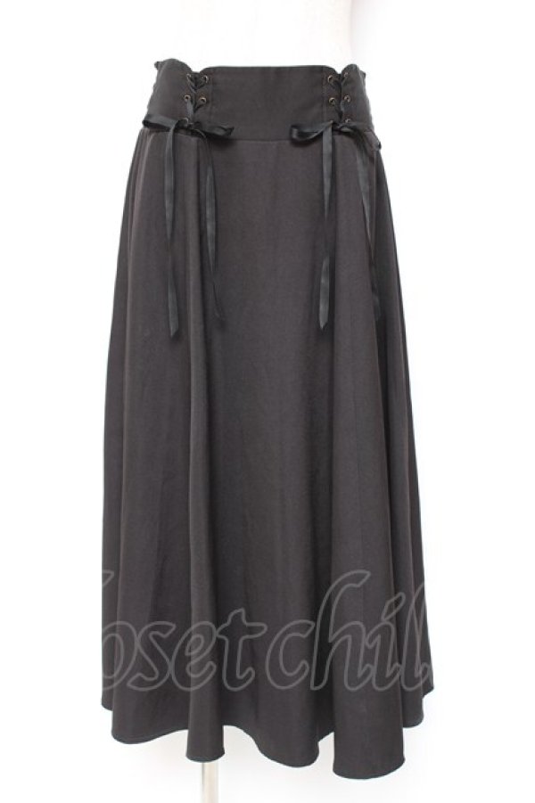 画像1: axes femme / 編上ミディ丈フレアスカート F 黒 Y-26-01-09-140-AX-SK-SZ-ZY (1)