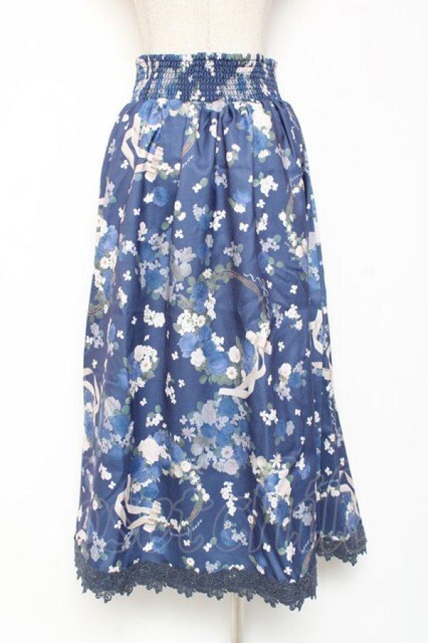 画像2: axes femme / ローズリース柄スカート F 紺 Y-26-01-09-142-AX-SK-SZ-ZY (2)
